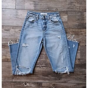 HIDDEN Light Wash Denim Distressed w/ Fraying Size 25